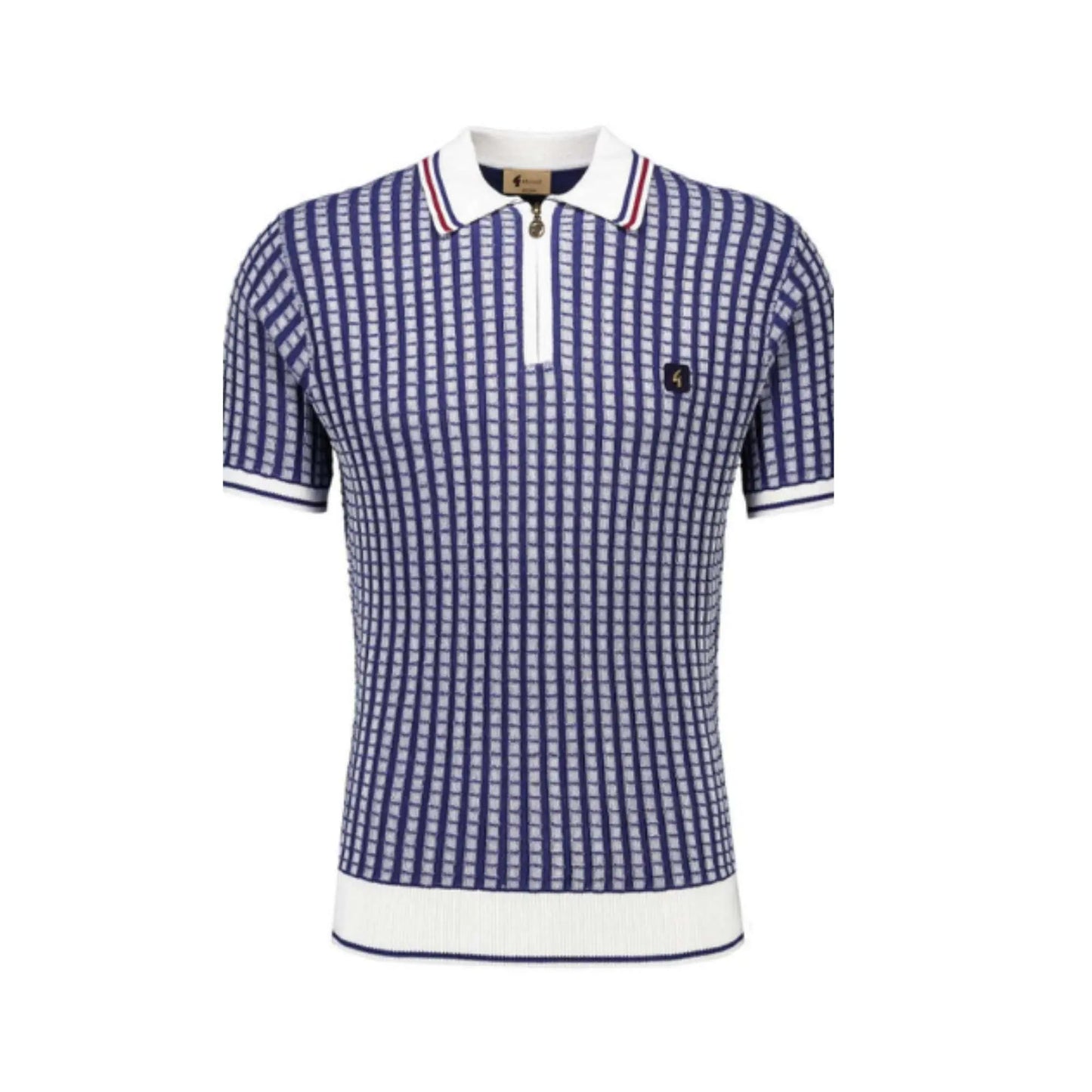 Buy Gabicci Vintage Jura Zip Collar Polo - Delft | Short-Sleeved Polo Shirtss at Woven Durham