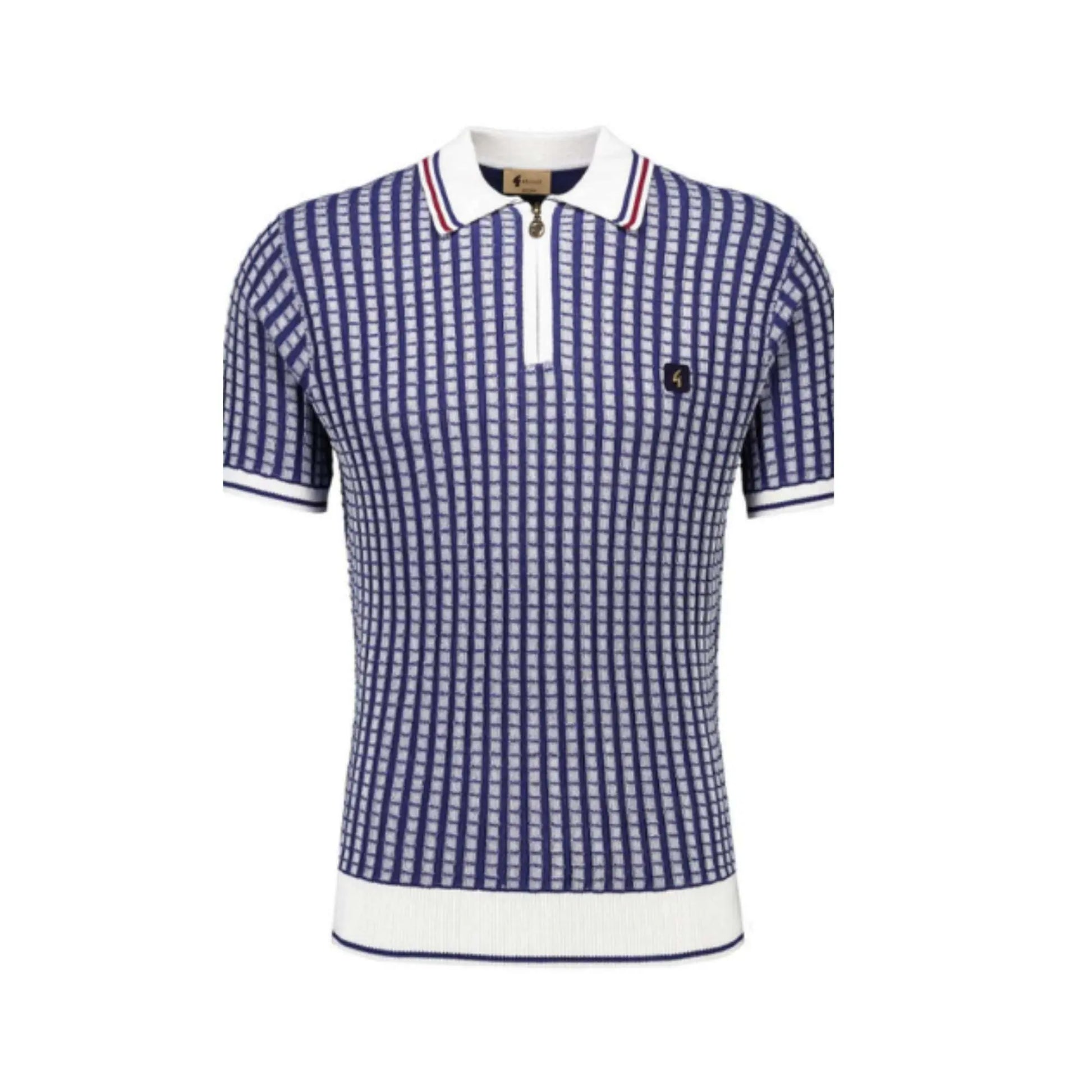 Buy Gabicci Vintage Jura Zip Collar Polo - Delft | Short-Sleeved Polo Shirtss at Woven Durham