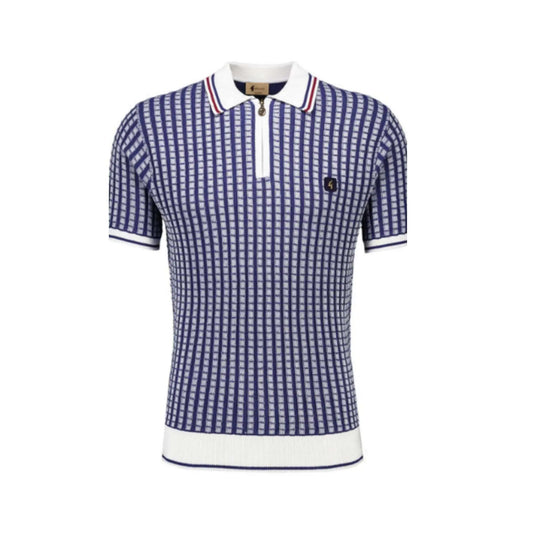 Buy Gabicci Vintage Jura Zip Collar Polo - Delft | Short-Sleeved Polo Shirtss at Woven Durham