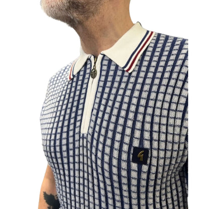 Buy Gabicci Vintage Jura Zip Collar Polo - Delft | Short-Sleeved Polo Shirtss at Woven Durham