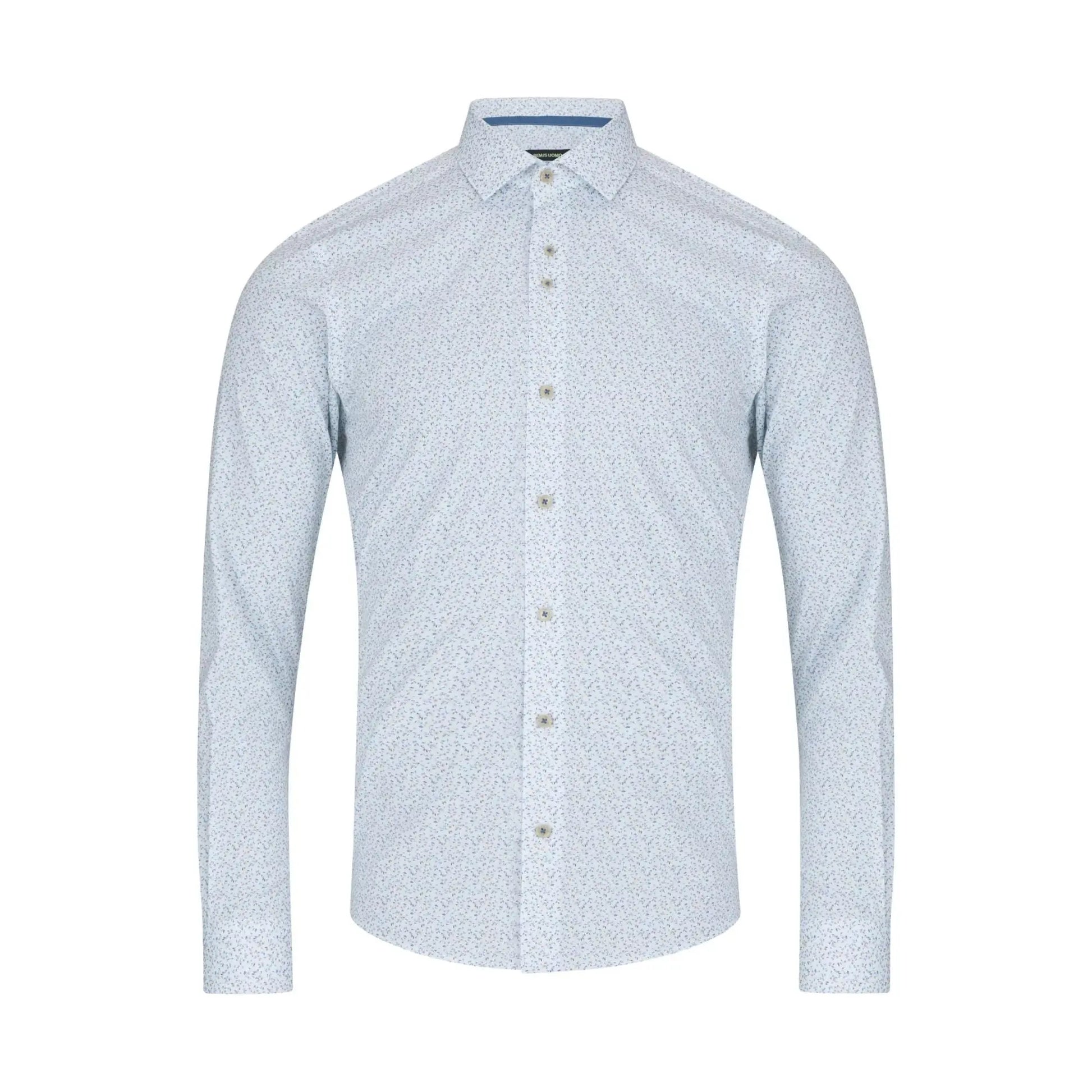 Buy Remus Uomo Kirk Floral Pattern Shirt - White/Blue | Long-Sleeved Shirtss at Woven Durham