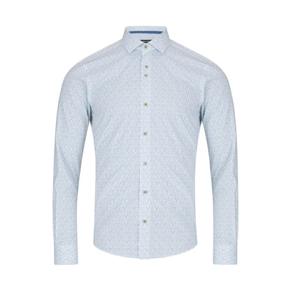 Buy Remus Uomo Kirk Floral Pattern Shirt - White/Blue | Long-Sleeved Shirtss at Woven Durham