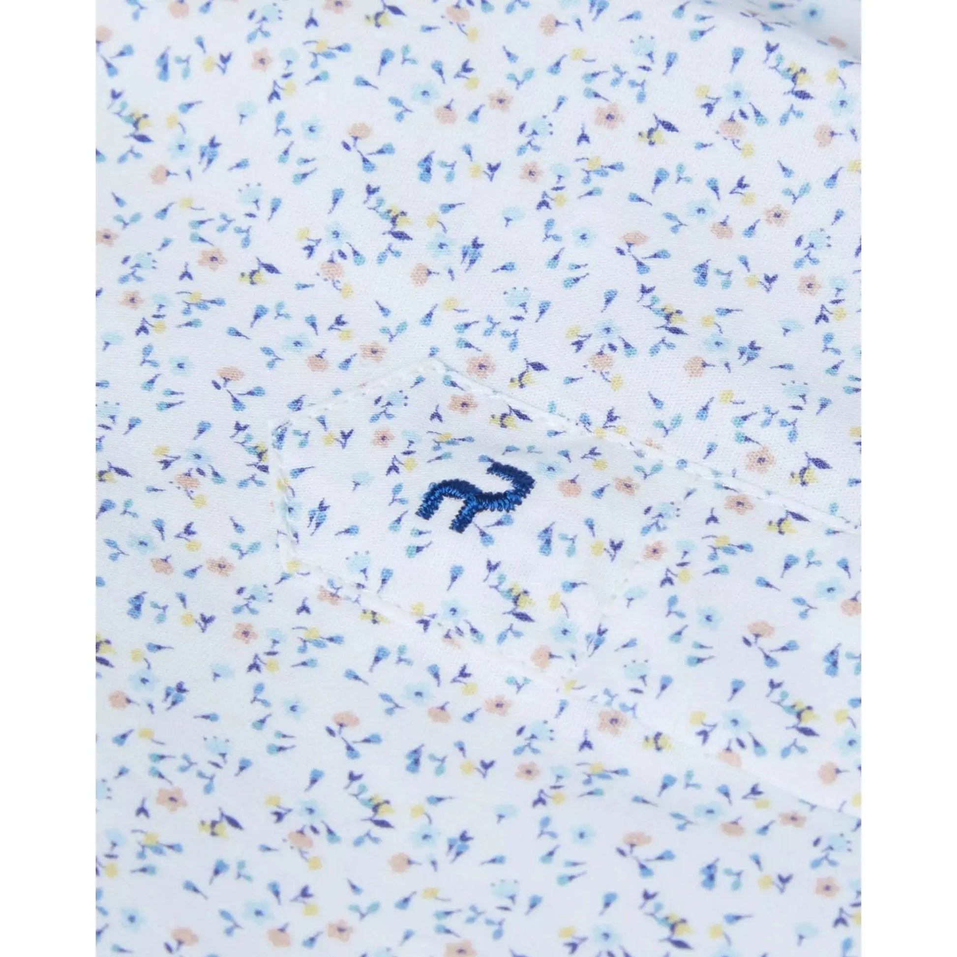 Buy Remus Uomo Kirk Floral Pattern Shirt - White/Blue | Long-Sleeved Shirtss at Woven Durham