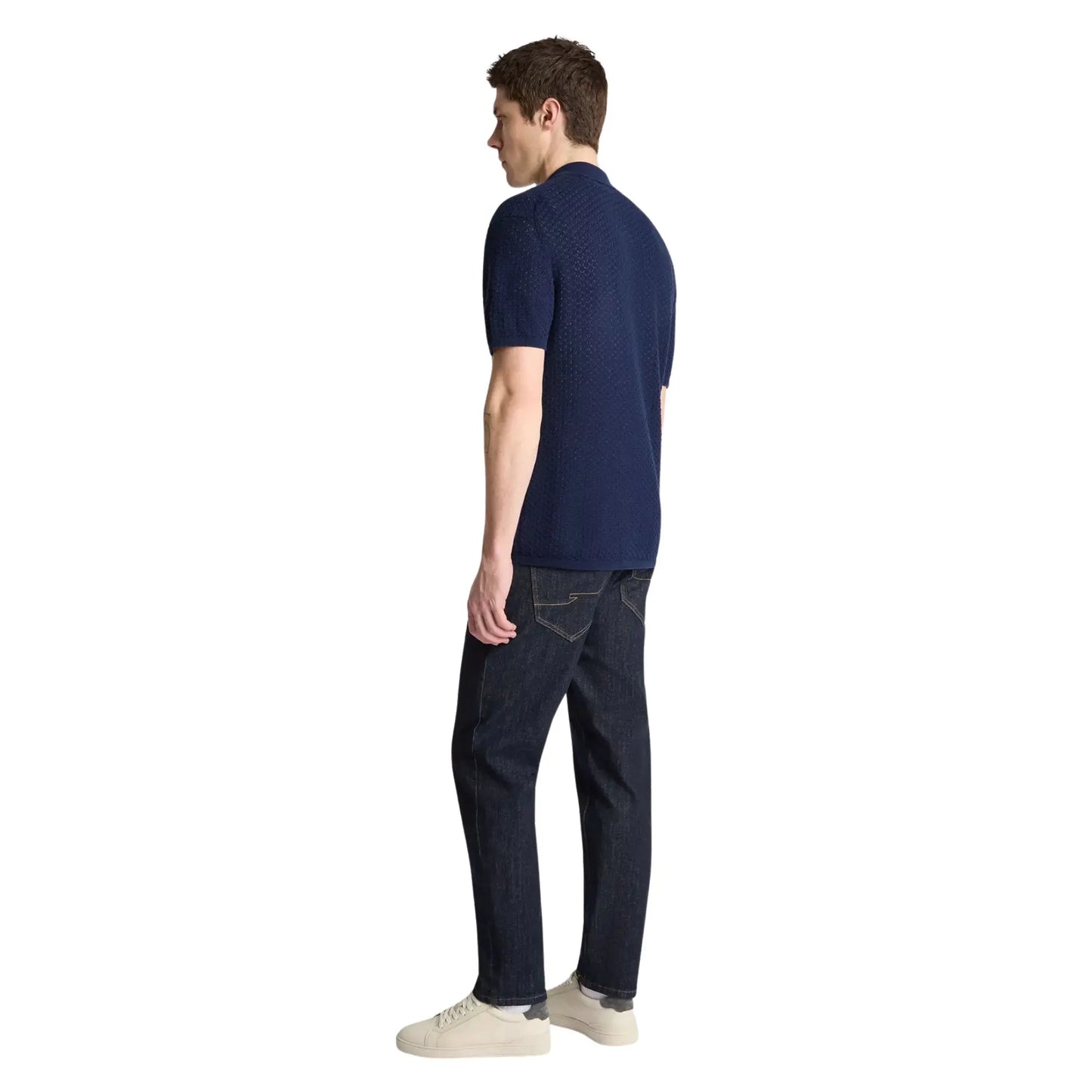 Buy Remus Uomo Knitted Button-Thru Polo - Navy | T-Shirtss at Woven Durham