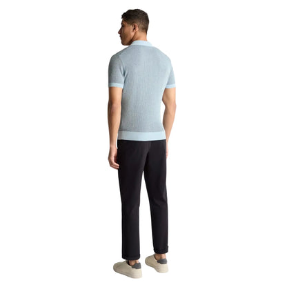 Buy Remus Uomo Knitted Contrast Collar Polo - Blue | T-Shirtss at Woven Durham
