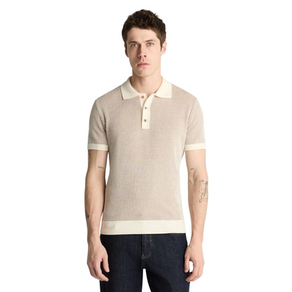 Buy Remus Uomo Knitted Contrast Collar Polo - Stone | T-Shirtss at Woven Durham