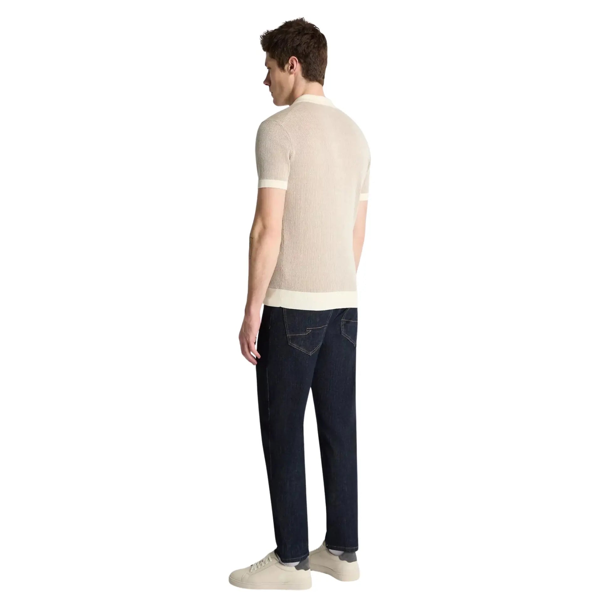 Buy Remus Uomo Knitted Contrast Collar Polo - Stone | T-Shirtss at Woven Durham