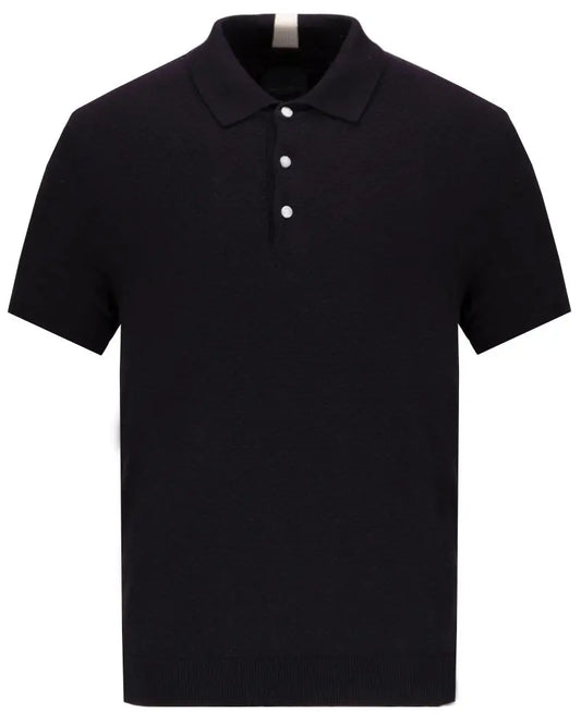 Buy Guide London Knitted Jacquard Polo - Navy | Short-Sleeved Polo Shirtss at Woven Durham