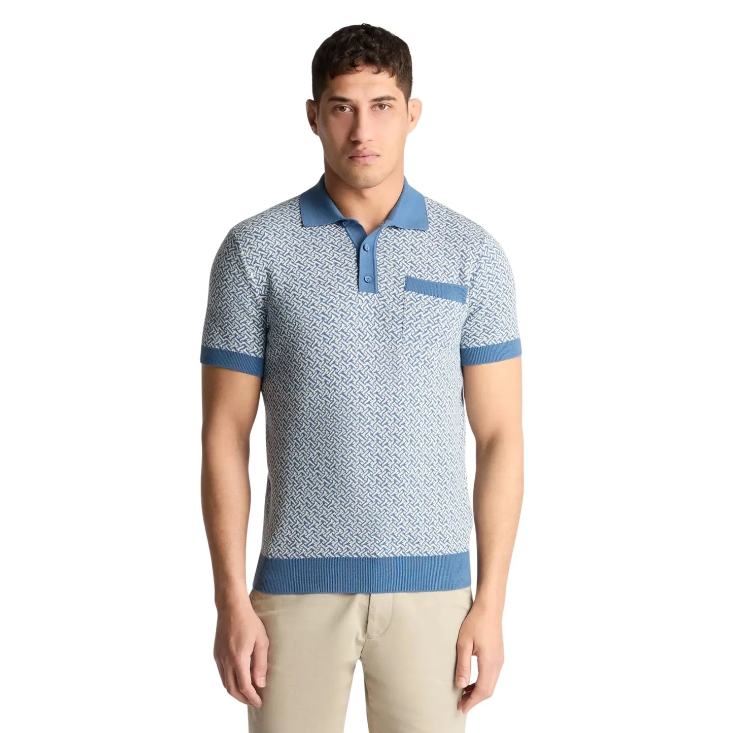 Buy Remus Uomo Knitted Polo - Blue | T-Shirtss at Woven Durham