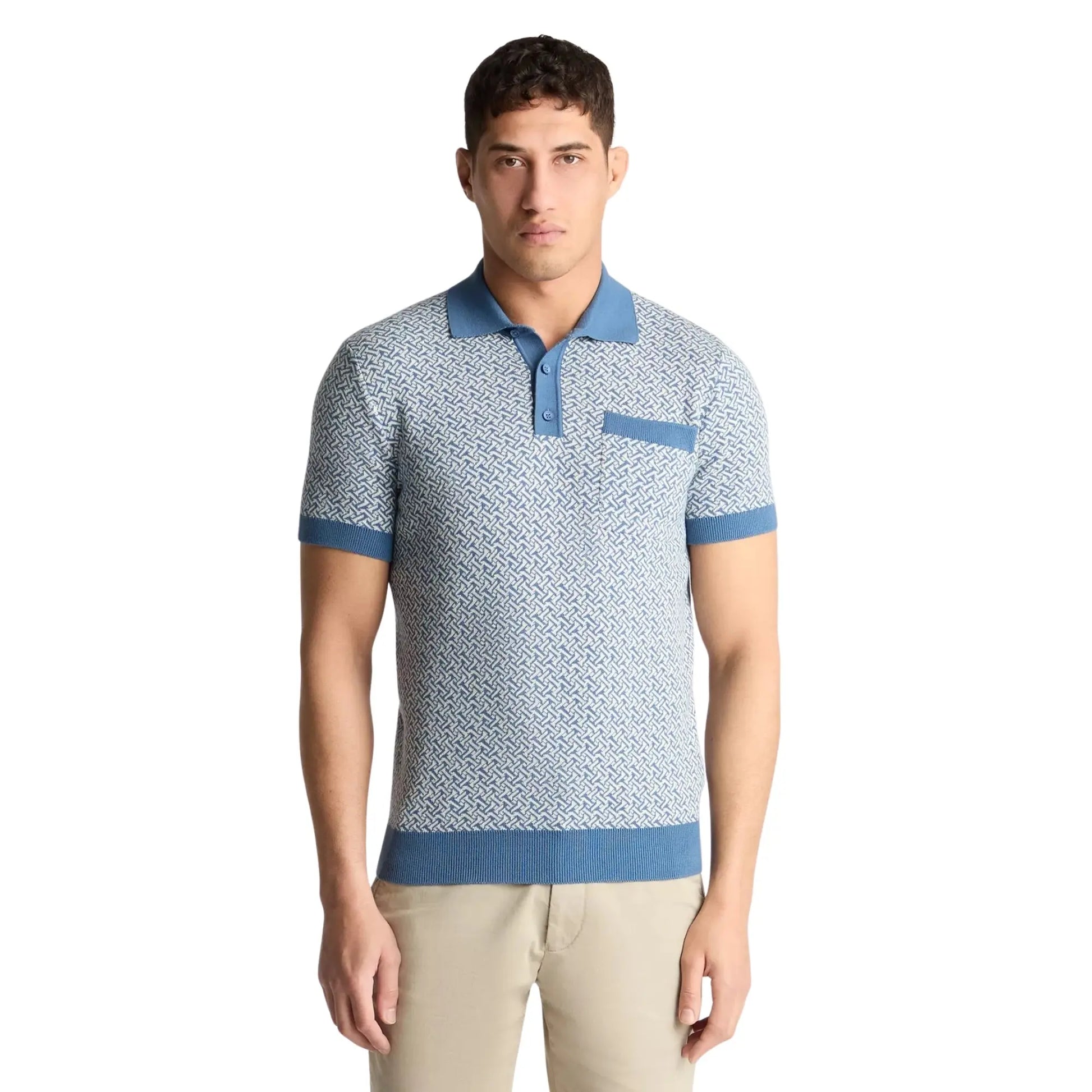Buy Remus Uomo Knitted Polo - Blue | T-Shirtss at Woven Durham