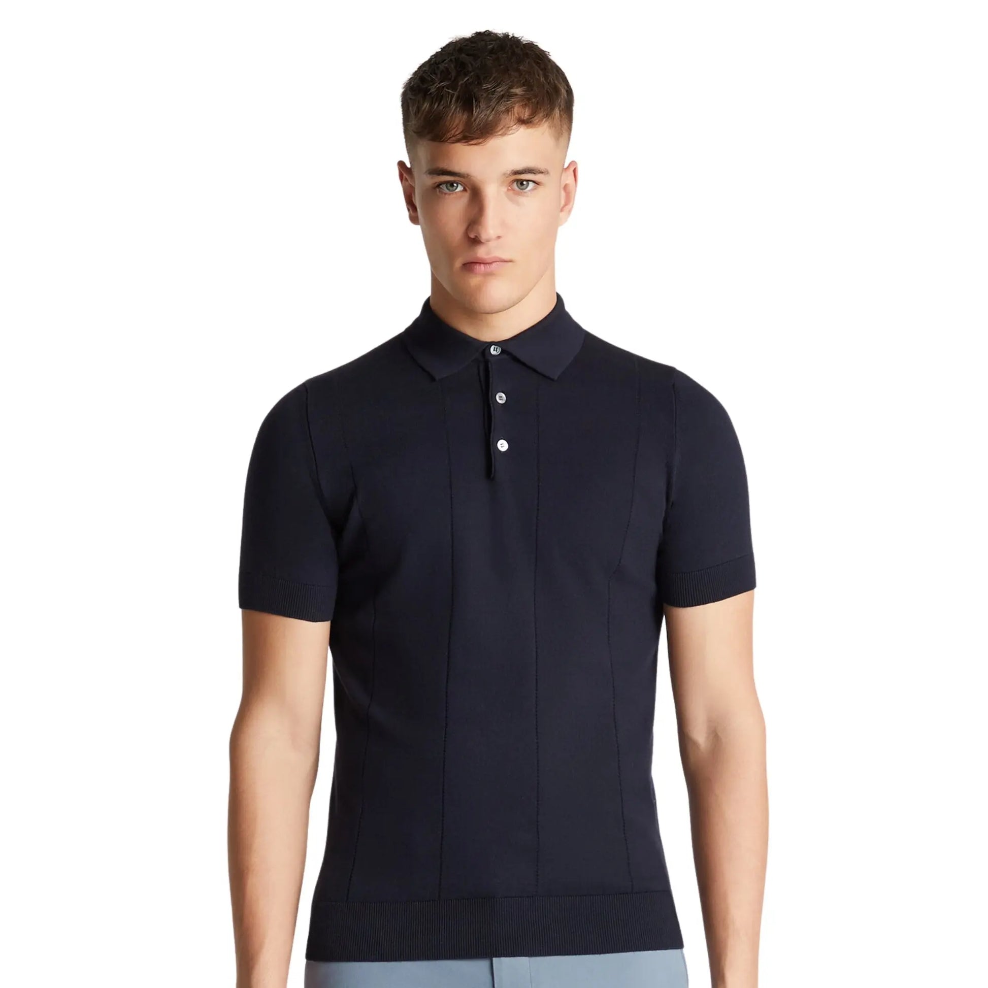 Buy Remus Uomo Knitted Polo - Navy | Short-Sleeved Polo Shirtss at Woven Durham