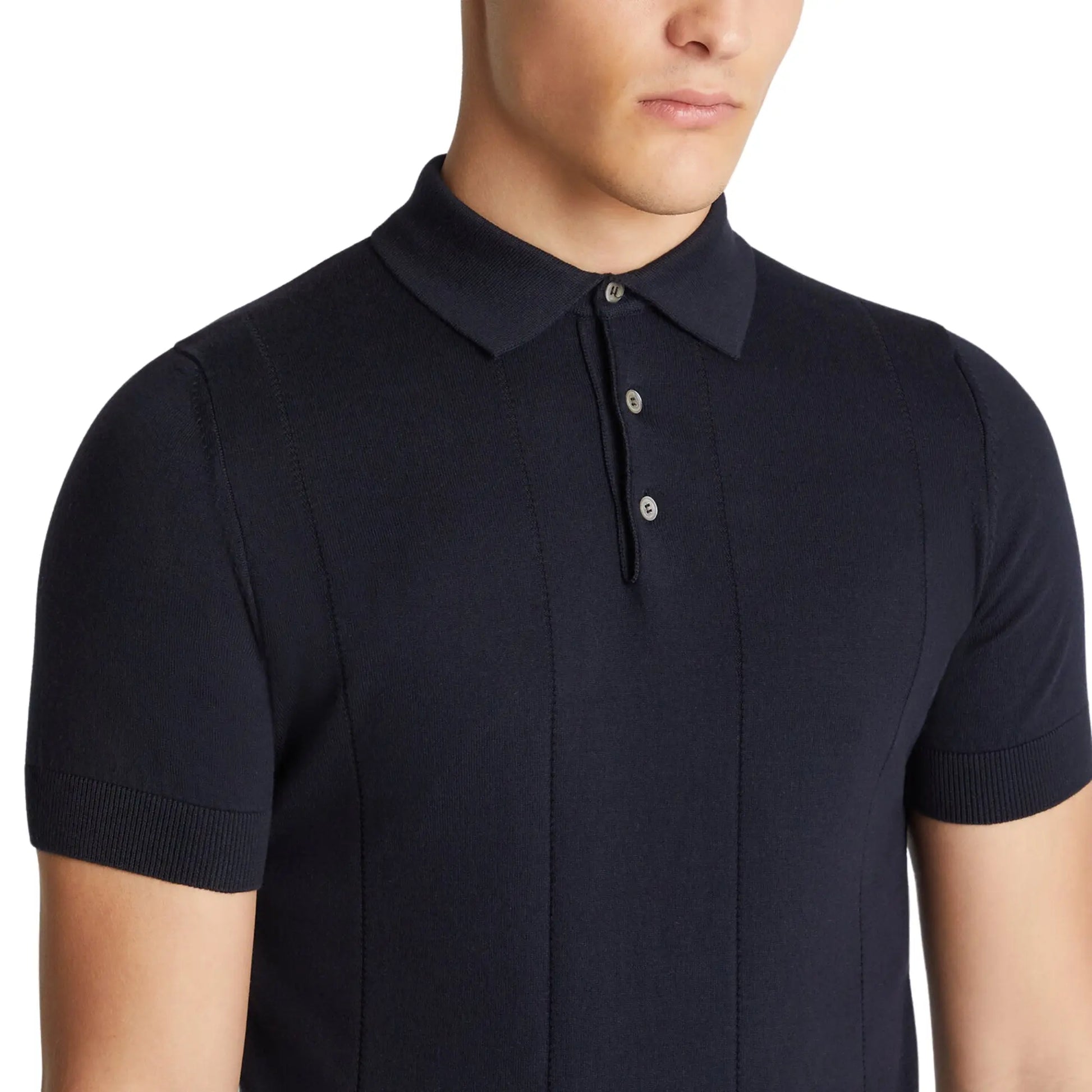 Buy Remus Uomo Knitted Polo - Navy | Short-Sleeved Polo Shirtss at Woven Durham