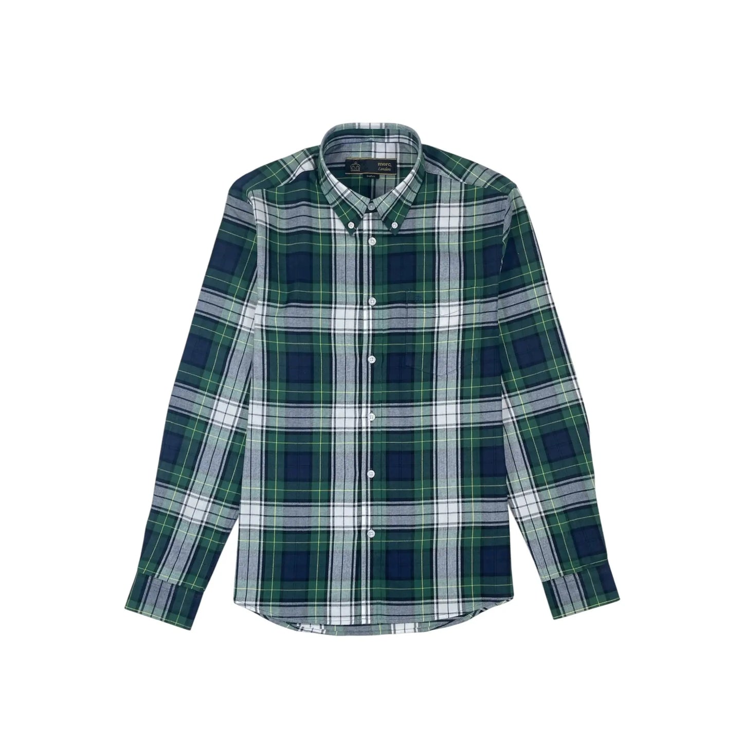 Buy Merc London Kruger Checky Shirt - Navy | Short-Sleeved Shirtss at Woven Durham
