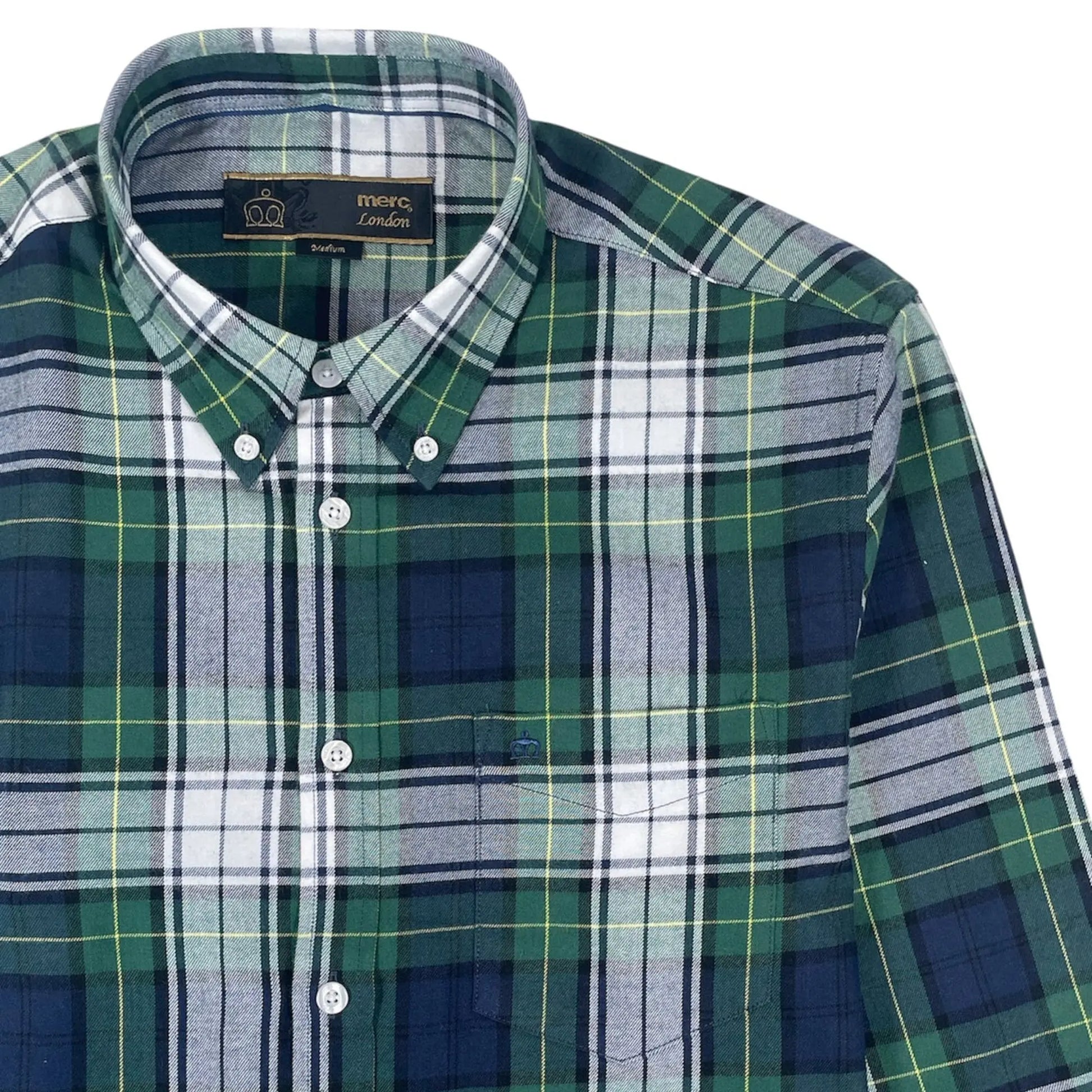 Buy Merc London Kruger Checky Shirt - Navy | Short-Sleeved Shirtss at Woven Durham