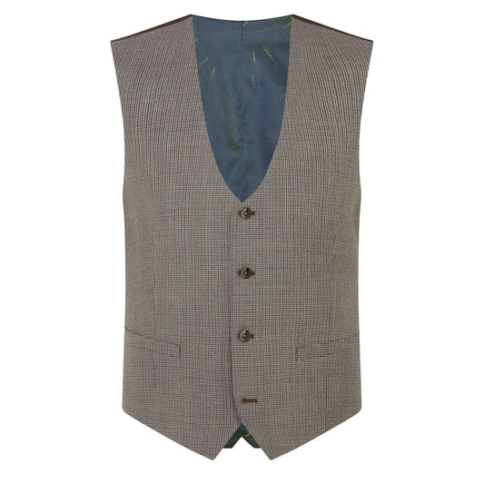 Buy Remus Uomo Lazio Houndstooth Suit Waistcoat - Beige | Suit Waistcoats at Woven Durham