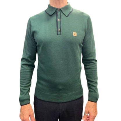 Buy Gabicci Vintage Lineker Long Sleeve Polo - Ivy | Long-Sleeved Polo Shirtss at Woven Durham