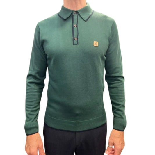 Buy Gabicci Vintage Lineker Long Sleeve Polo - Ivy | Long-Sleeved Polo Shirtss at Woven Durham