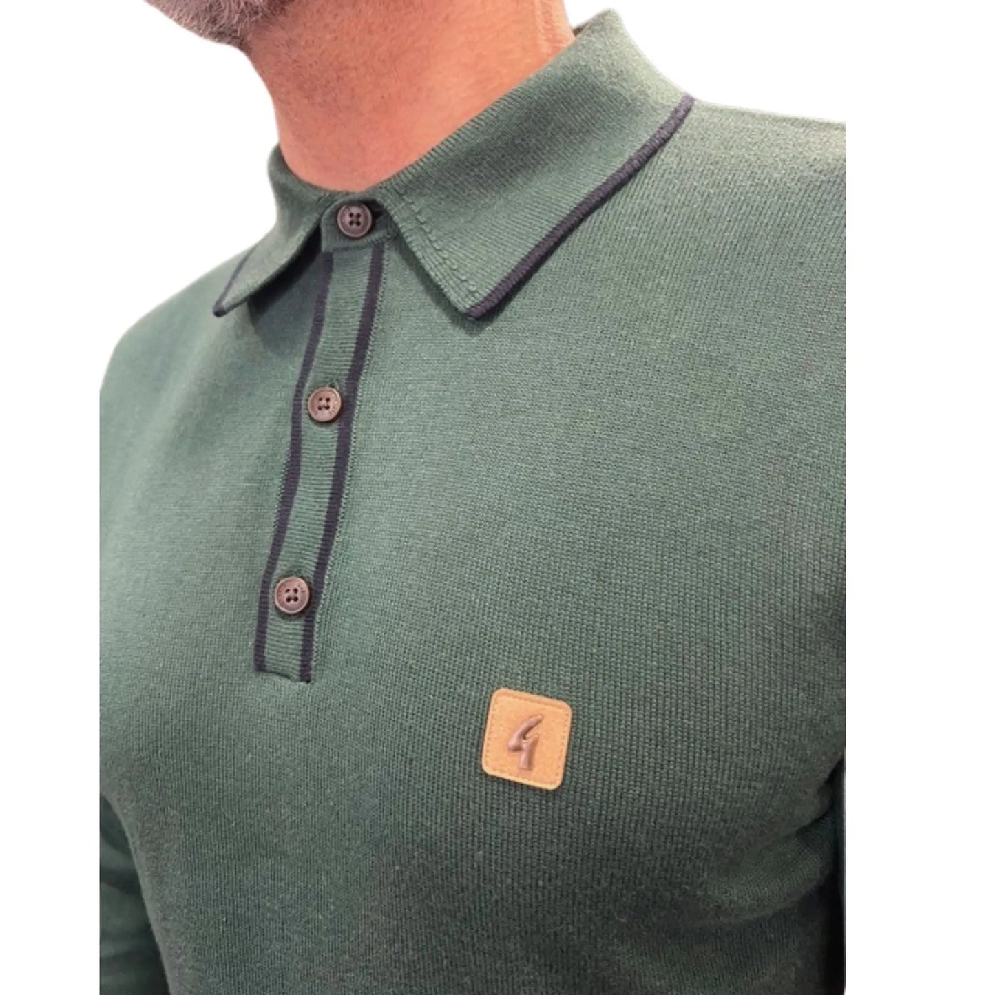 Buy Gabicci Vintage Lineker Long Sleeve Polo - Ivy | Long-Sleeved Polo Shirtss at Woven Durham