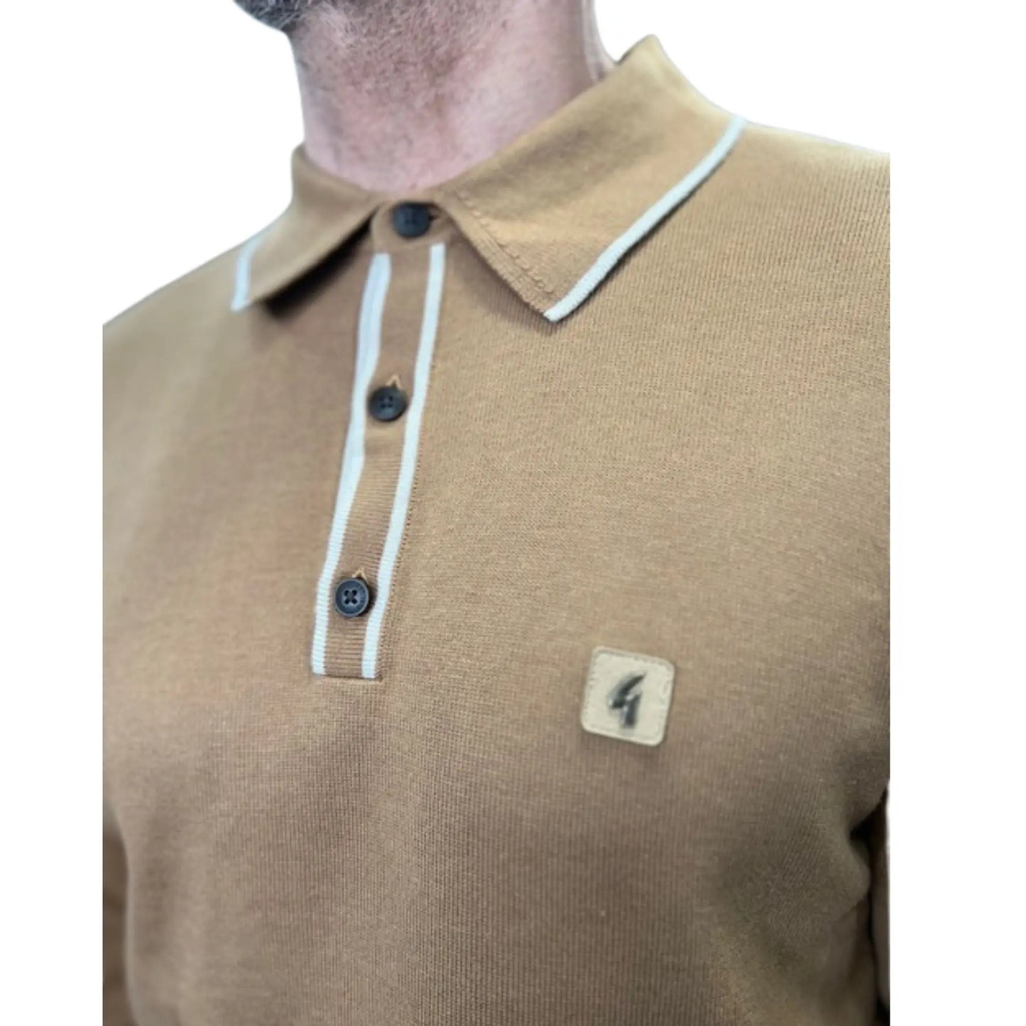 Buy Gabicci Vintage Lineker Long Sleeve Polo - Nutmeg | Long-Sleeved Polo Shirtss at Woven Durham