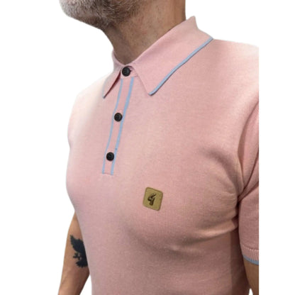 Buy Gabicci Vintage Lineker Short Sleeve Polo - Candy | Short-Sleeved Polo Shirtss at Woven Durham