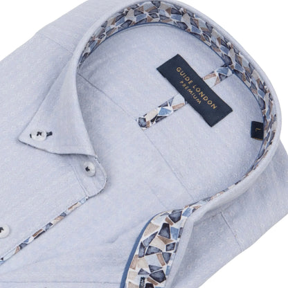 Buy Guide London Linen Blend Short Sleeve Shirt - Blue | Short-Sleeved Polo Shirtss at Woven Durham