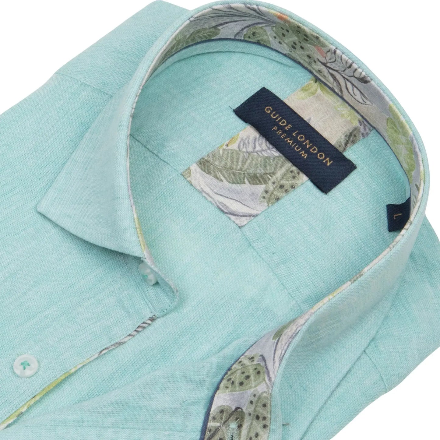 Buy Guide London Linen Blend Short Sleeve Shirt - Turquoise | Short-Sleeved Shirtss at Woven Durham