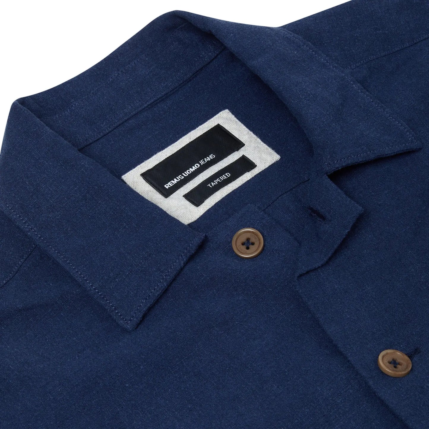 Buy Remus Uomo Linen Overshirt - Blue | Overshirtss at Woven Durham