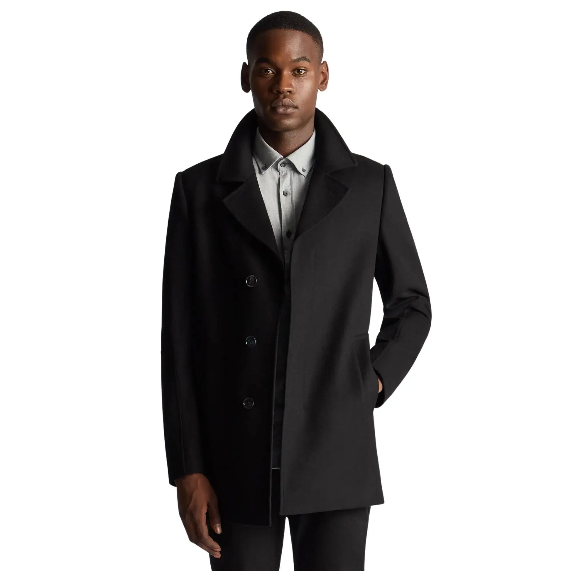 Buy Remus Uomo Lochlan Overcoat - Black | Overcoatss at Woven Durham