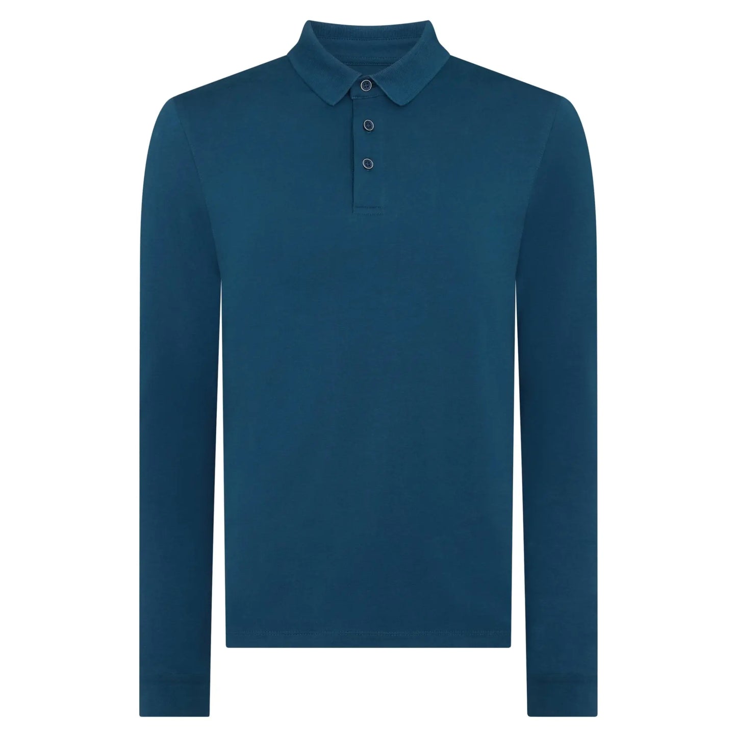 Buy Remus Uomo Long Sleeve 3 Button Polo - Green | Long-Sleeved Polo Shirtss at Woven Durham