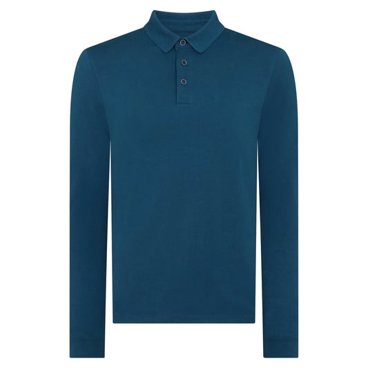 Buy Remus Uomo Long Sleeve 3 Button Polo - Green | Long-Sleeved Polo Shirtss at Woven Durham