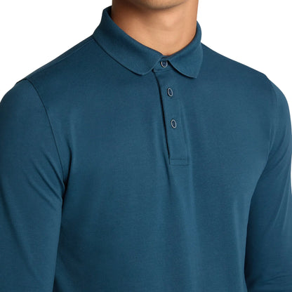 Buy Remus Uomo Long Sleeve 3 Button Polo - Green | Long-Sleeved Polo Shirtss at Woven Durham