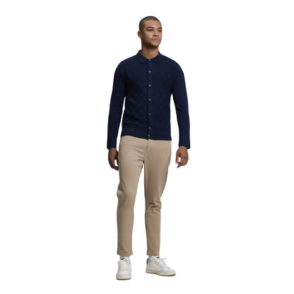 Buy Ben Sherman Long Sleeve Navy Checkerboard Polo | Crew-Neck Jumperss at Woven Durham