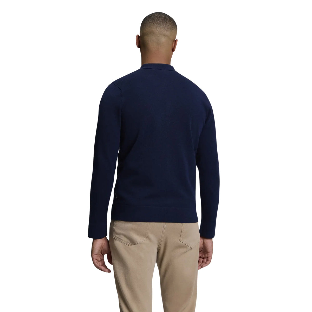 Buy Ben Sherman Long Sleeve Navy Checkerboard Polo | Crew-Neck Jumperss at Woven Durham