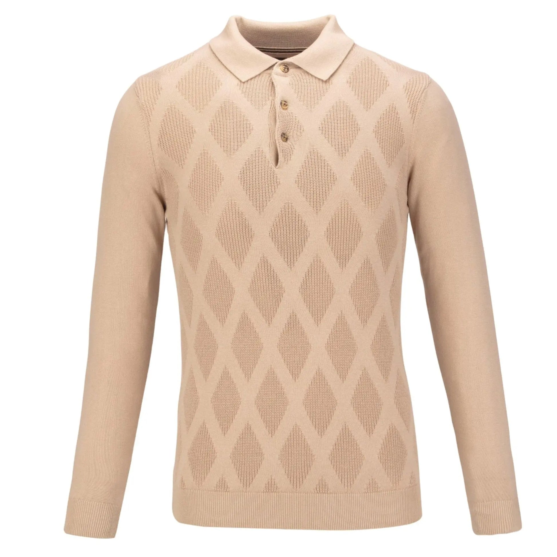 Buy Guide London Long Sleeve Polo - Camel | Long-Sleeved Polo Shirtss at Woven Durham