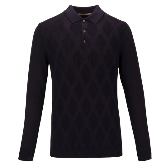 Buy Guide London Long Sleeve Polo - Navy | Long-Sleeved Polo Shirtss at Woven Durham