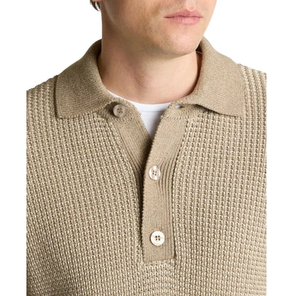 Buy Remus Uomo Long-Sleeved Knitted Polo - Beige | Long-Sleeved Polo Shirtss at Woven Durham