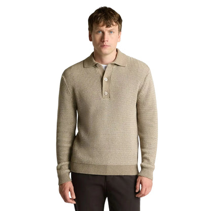 Buy Remus Uomo Long-Sleeved Knitted Polo - Beige | Long-Sleeved Polo Shirtss at Woven Durham