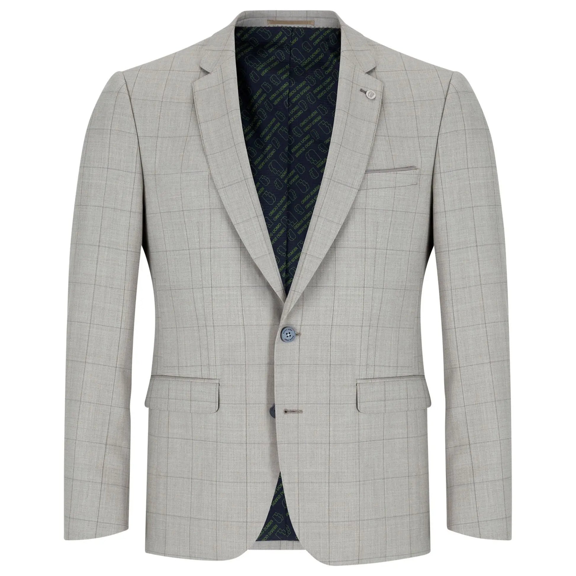 Buy Remus Uomo Lucian Windowpane Check Suit Jacket - Beige | Suit Jacketss at Woven Durham
