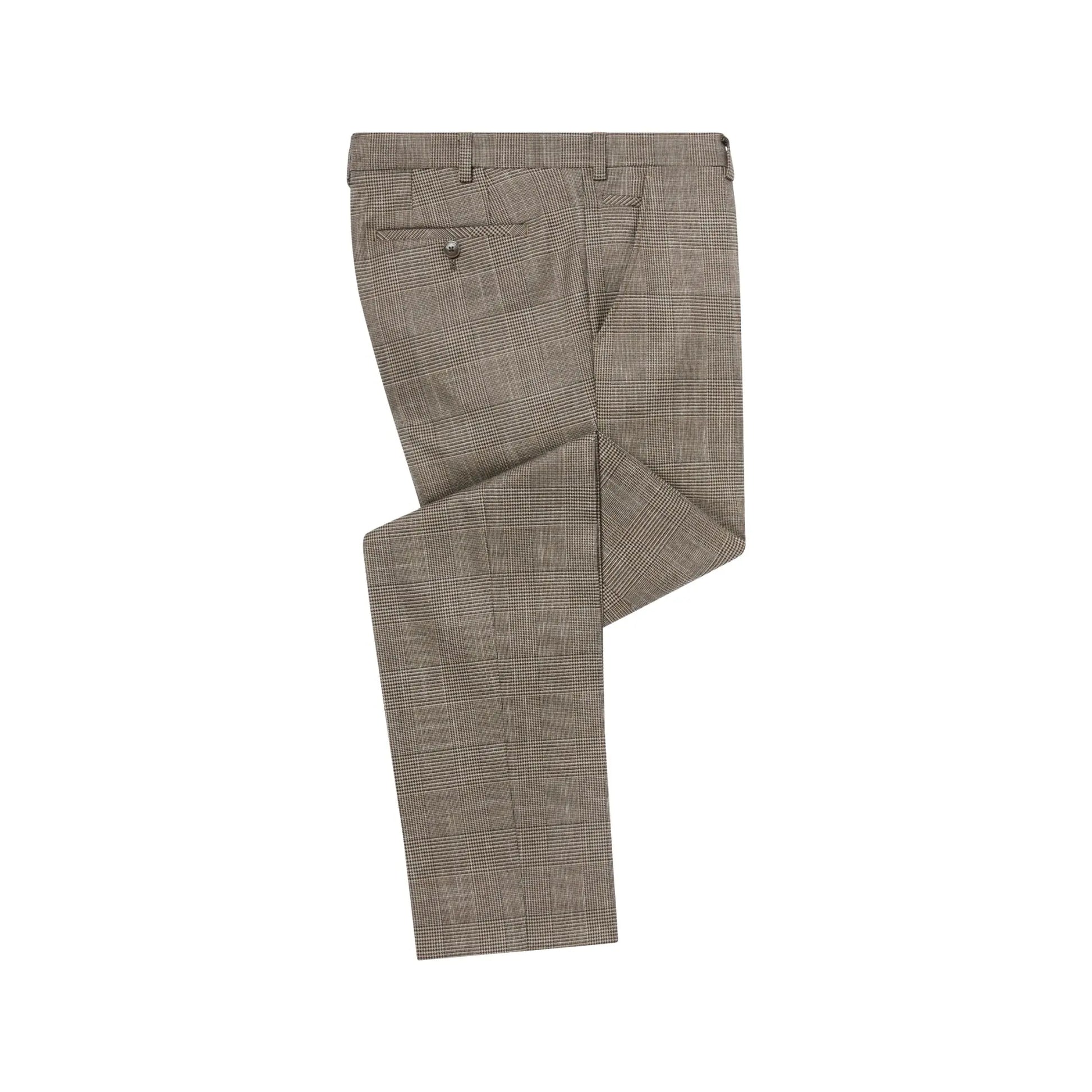 Buy Remus Uomo Marino Prince of Wales Check Suit Trouser - Brown | Suit Trouserss at Woven Durham