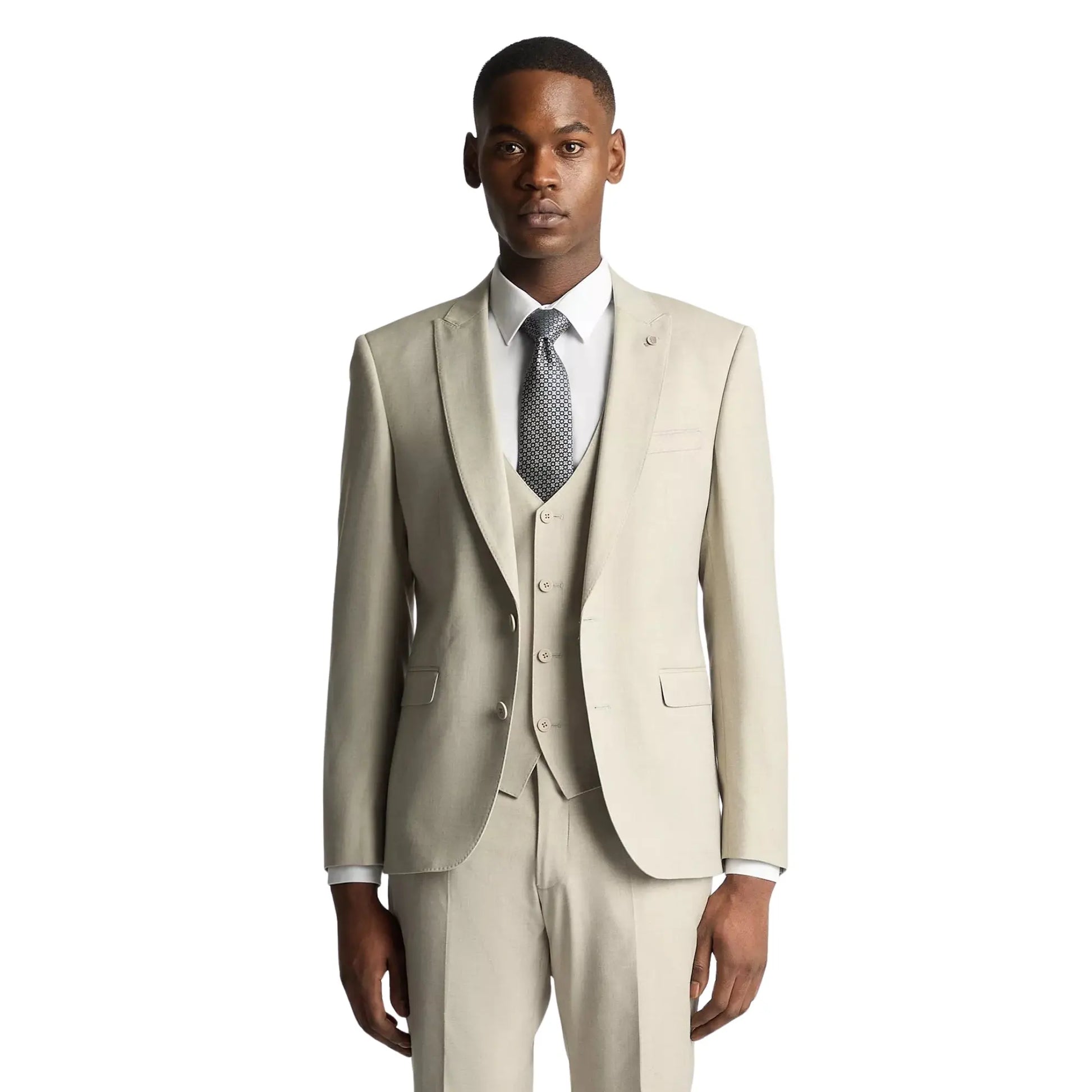 Buy Remus Uomo Mario Peak Lapel Suit Jacket - Stone | Blazerss at Woven Durham