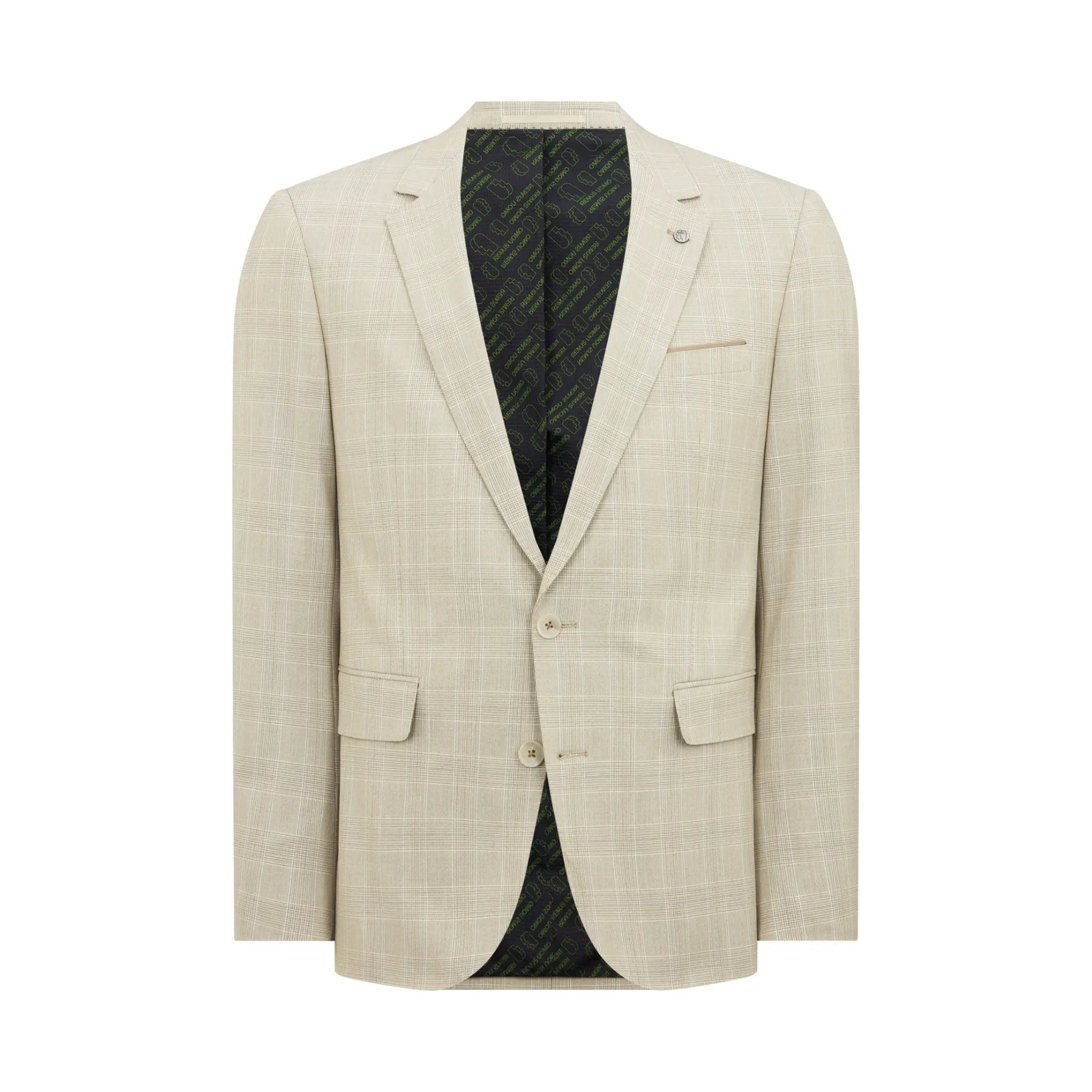 Buy Remus Uomo Matteo Check Suit Jacket - Stone | Suit Jacketss at Woven Durham