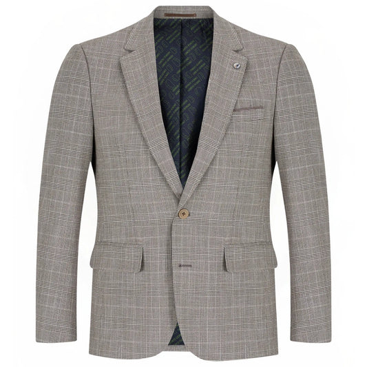 Buy Remus Uomo Matteo Prince of Wales Check Suit Jacket - Brown | Suit Jacketss at Woven Durham