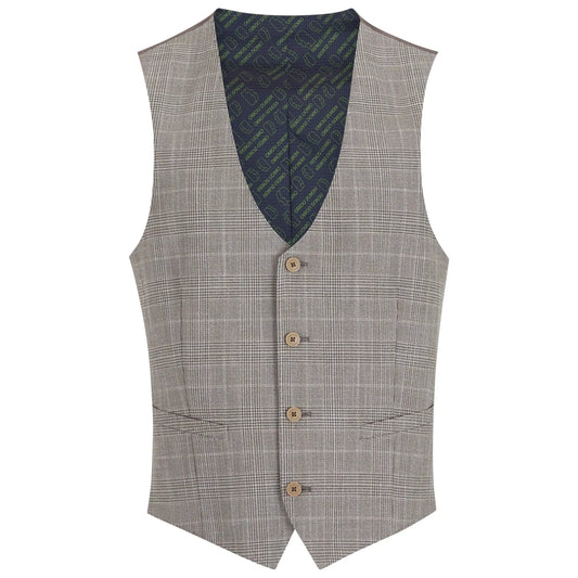 Buy Remus Uomo Matteo Prince of Wales Check Suit Waistcoat - Brown | Suit Waistcoatss at Woven Durham