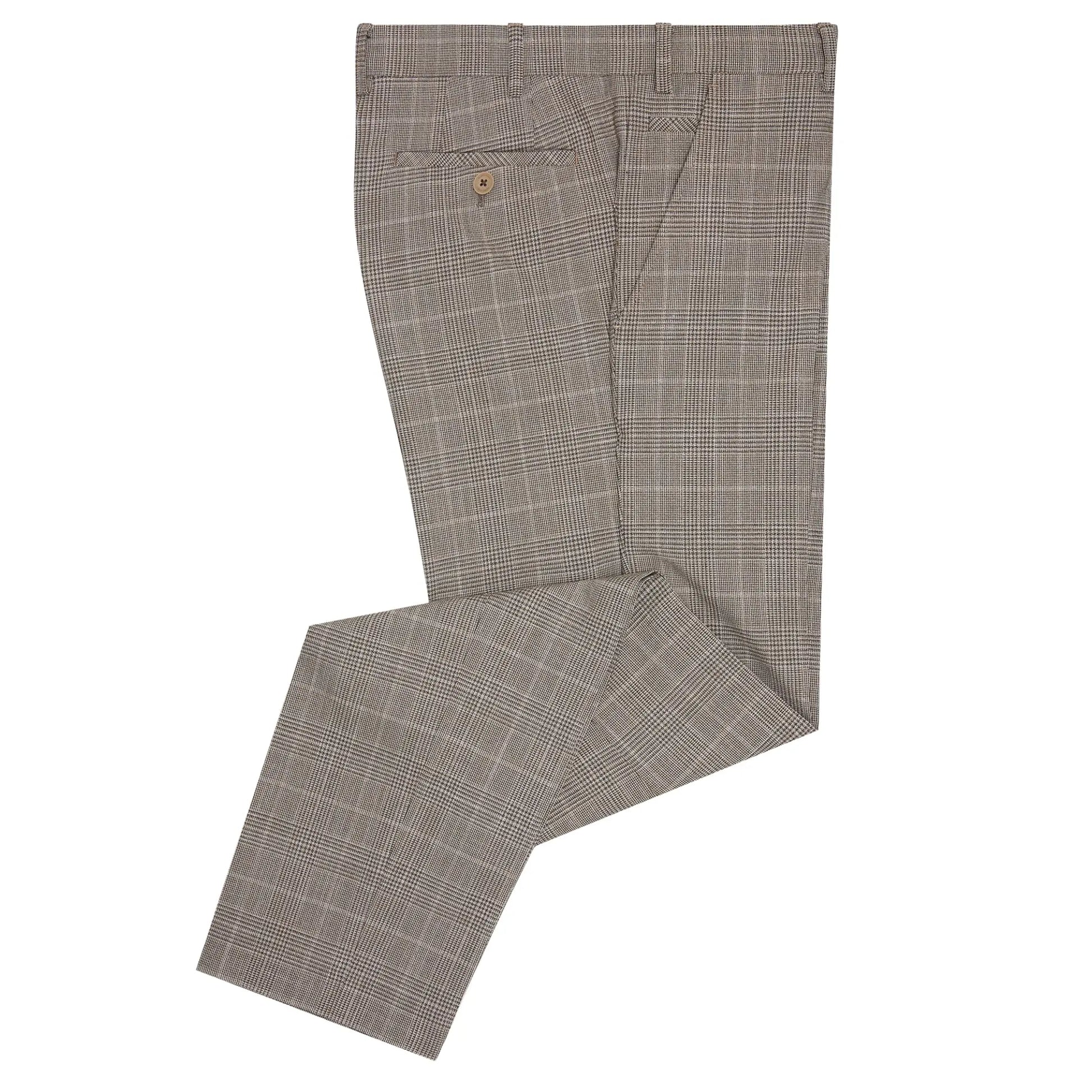 Buy Remus Uomo Matteo Prince of Wales Suit Trousers - Brown | Suit Trouserss at Woven Durham