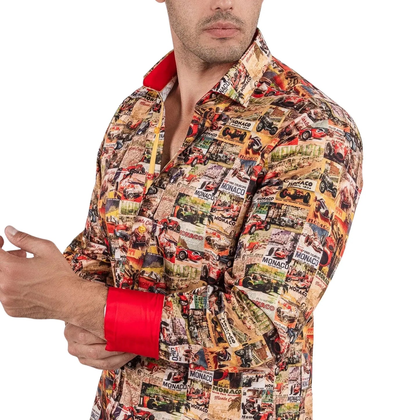 Buy Claudio Lugli Monaco Racing Print Shirt - Multi | Long-Sleeved Shirtss at Woven Durham
