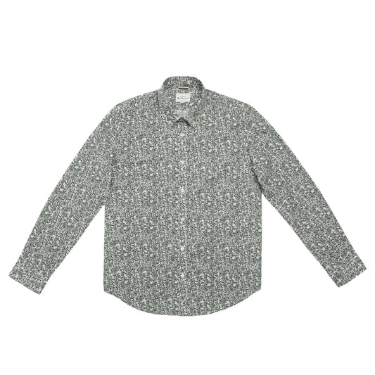 Buy Ben Sherman Mono Floral Print Shirt - Green | Short-Sleeved Shirtss at Woven Durham