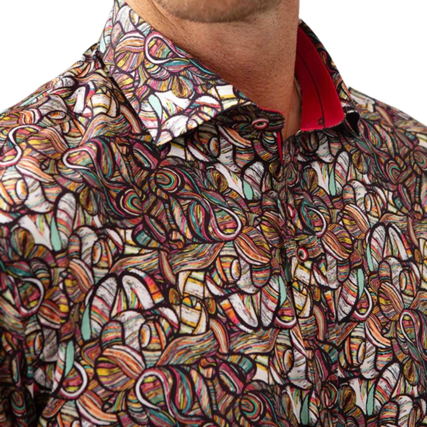 Buy Guide London Abstract Stain Glass Print Shirt - Pink / Multi | Long-Sleeved Shirtss at Woven Durham