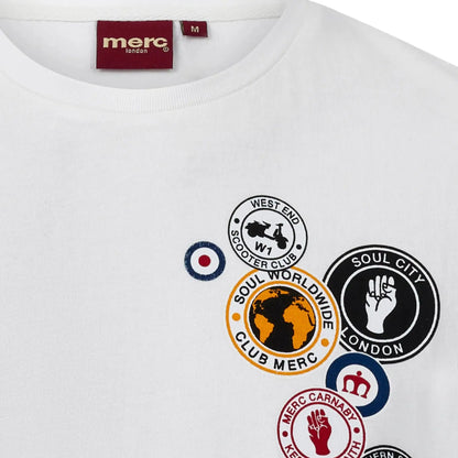 Buy Merc London Naunton Pin Badge T-Shirt - White | T-Shirtss at Woven Durham