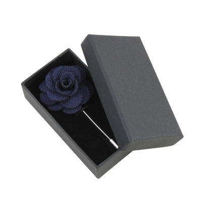 Buy Dalaco Navy Blue Flower Lapel Pin | Lapel Accessoriess at Woven Durham