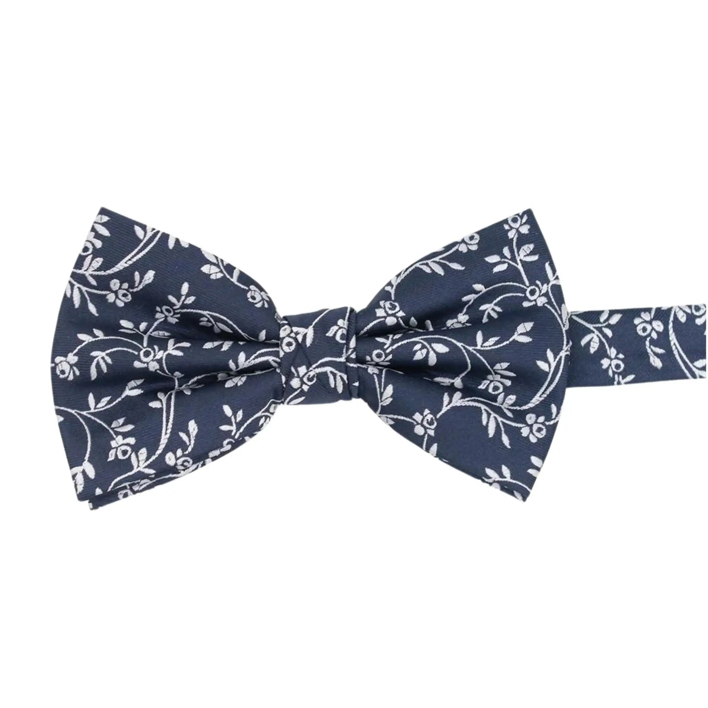 Buy L.A. Smith Navy Blue Leafy Floral Bow Tie | Pre-Tied Bow Tiess at Woven Durham
